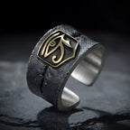 Egyptian Pharaoh Eye of Horus Rune Amulet Biker Rings Mens Ankh Cross Silver Color 316L Stainless Steel Ring Egypt