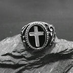 Vintage Christian Cross Jesus Ring — Stainless Steel