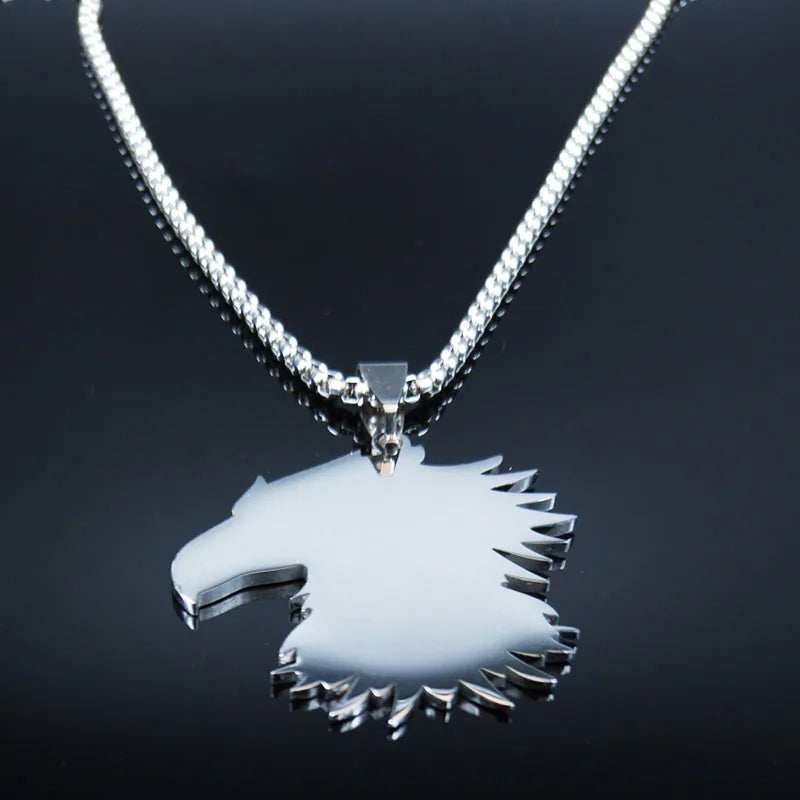 Eagle Head Pendant Necklace — Silver