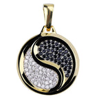 Iced Out Yin Yang Tai Chi Round Pendant Necklace