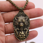 Wolf Head Triskelion Pendant Necklace — Zinc Alloy