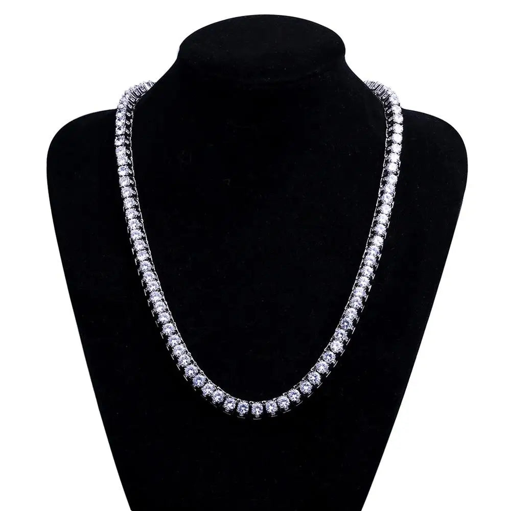 Iced Out Tennis Chain Choker Necklace — Copper Alloy