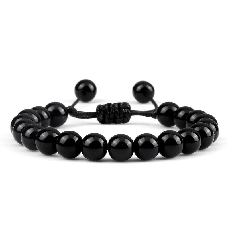 Beads Bracelet Adjustable 8mm Black Onyx Lava Tiger Eye Natural Stone Men Bracelets Healing Yoga Jewelry Gift for Women