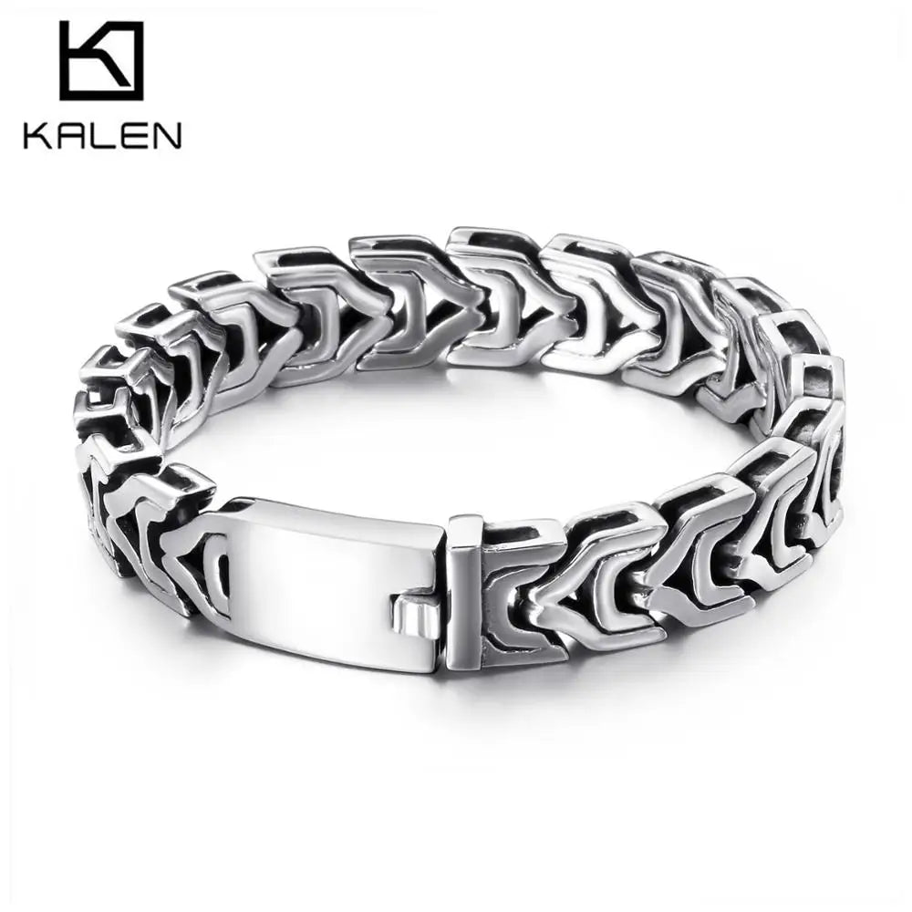13mm Fashion Chain Bracelet For Men Stainless Steel Arrow Bracelets Silver Color