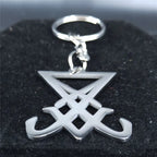 Lucifer Sigil Steel Pendant Church Satan Keychain