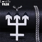 Inverted Cross Silver Chain Necklace — Stainless Steel