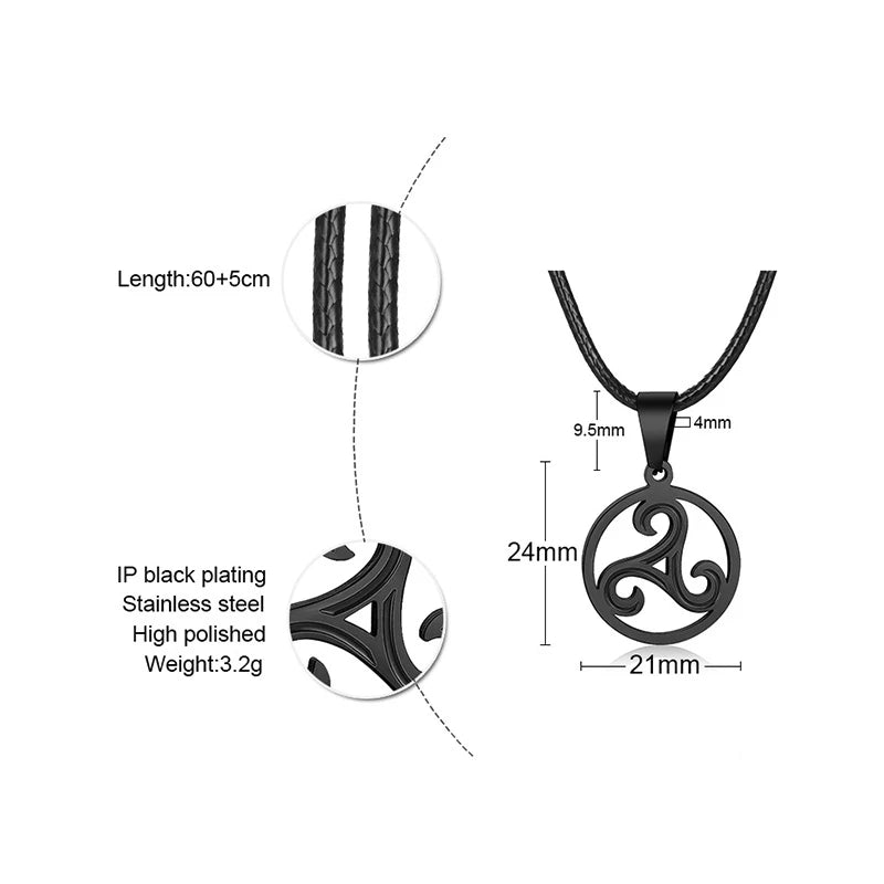 Triskelion Triple Spiral Pendant — Stainless