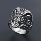 Vintage Gothic Sheep Goat Head Ring for Men Cool Heavy Metal Animal Stainless Steel Ring Fashion Male Punk Biker Rings Jewelry