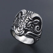 Vintage Gothic Sheep Goat Head Ring for Men Cool Heavy Metal Animal Stainless Steel Ring Fashion Male Punk Biker Rings Jewelry
