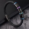 Punk Threaded Button Metal Weaving Bracelet for Men Women Stainless Steel Twining Classic Style Charm Black High Quality