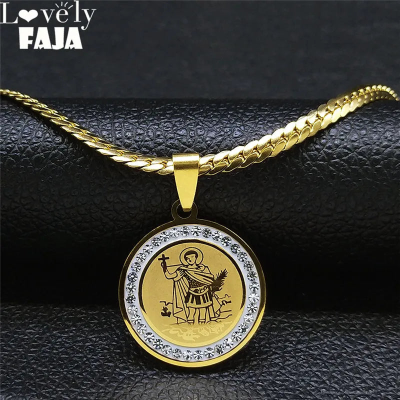 Iced Out Archangel Pendant Necklace — Stainless Steel