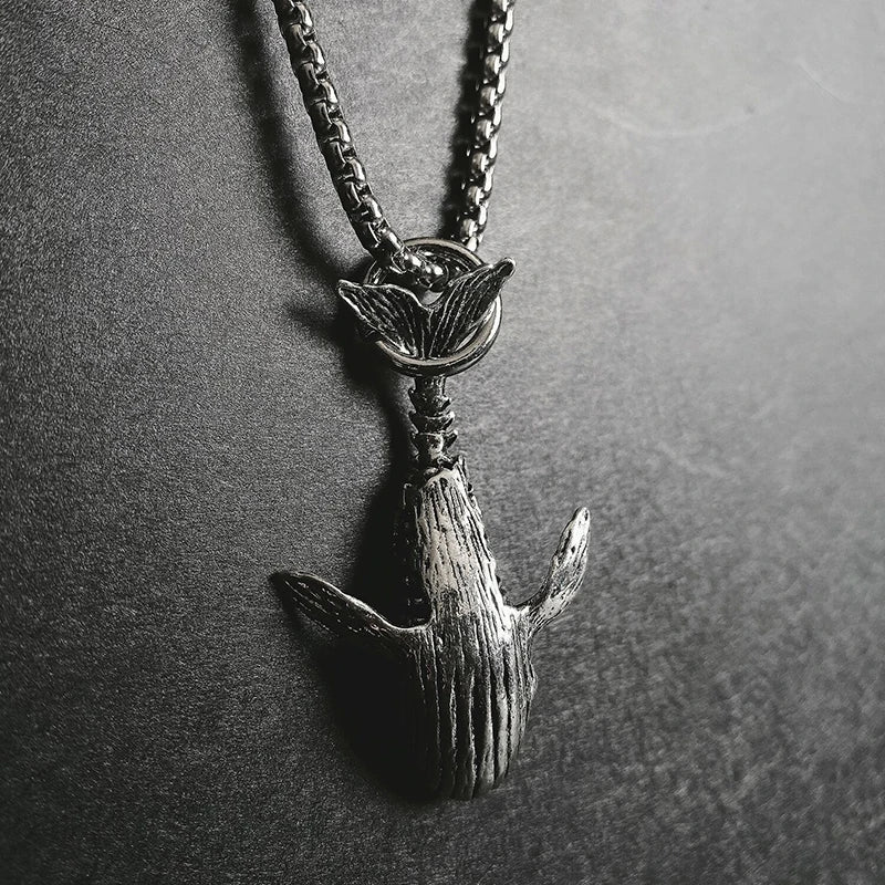 Charm Blue Whale Jumping Pendant Necklace Fashionable Men And Women Simple Necklace Sweater Chain Accessories Jewelry