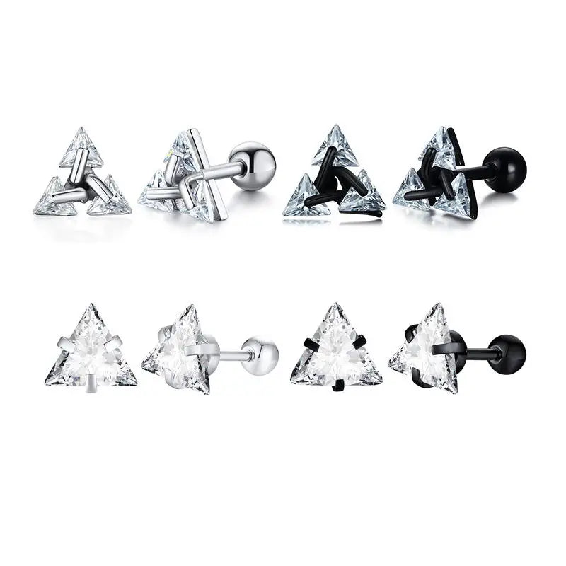 Iced Out Triangle Zircon Stud Earrings — SS