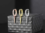 Iced Out Spike Dangle Earrings Stainless Steel