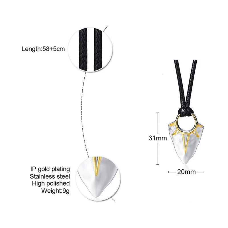 Arrowhead Rope Chain Pendant Necklace — Stainless Steel