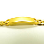 Gold Cuban Curb ID Bar Bracelet 9mm Wide 8 Inch — Stainless Steel