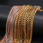2021 New Width 3MM Stainless Steel Vacuum Golden Cuban Chain Necklace Fashion Hip Hop Jewelry For Men and Women
