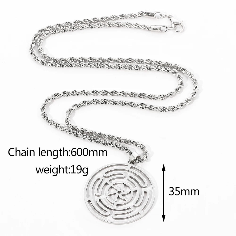 Hekate Wheel Stainless Steel Necklace Pendant Goth Strophalos Hecate Magic Symbol Logo Charm PIN colier femme Men