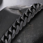 Fongten Retro Black Bracelet For Men Cuban Chain Stainless Steel Heavy Wide Curb Bracelets Bangle Male Jewelry