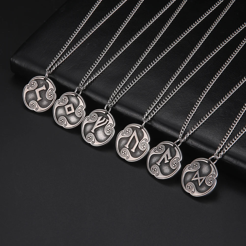 24 Viking Runes Amulet Pendant Set — Stainless Steel