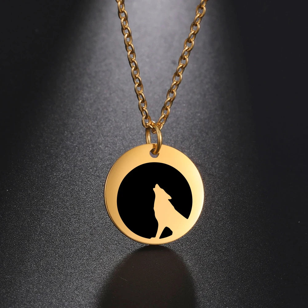 Wolf Moon Pendant Necklace — Silver
