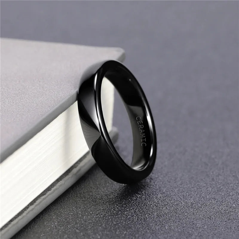 Tigrade Ceramic Brushed Black Ring For Men Women 4/6/8mm Width Tendy Male Wedding Ring Matte anillos mujer Plus Size