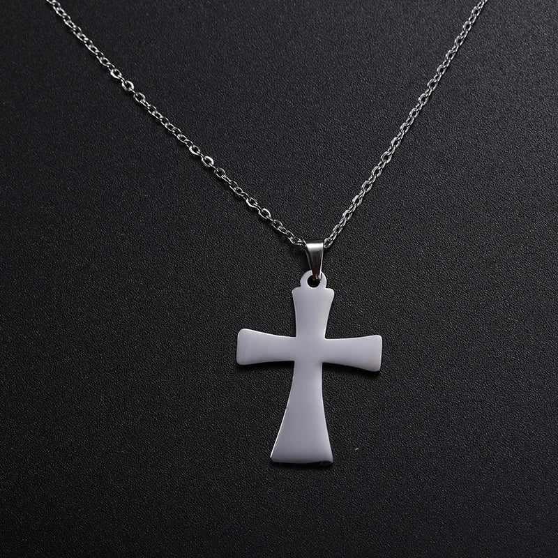 Religious Jesus Cross Pendant Necklace — Stainless Steel Chain
