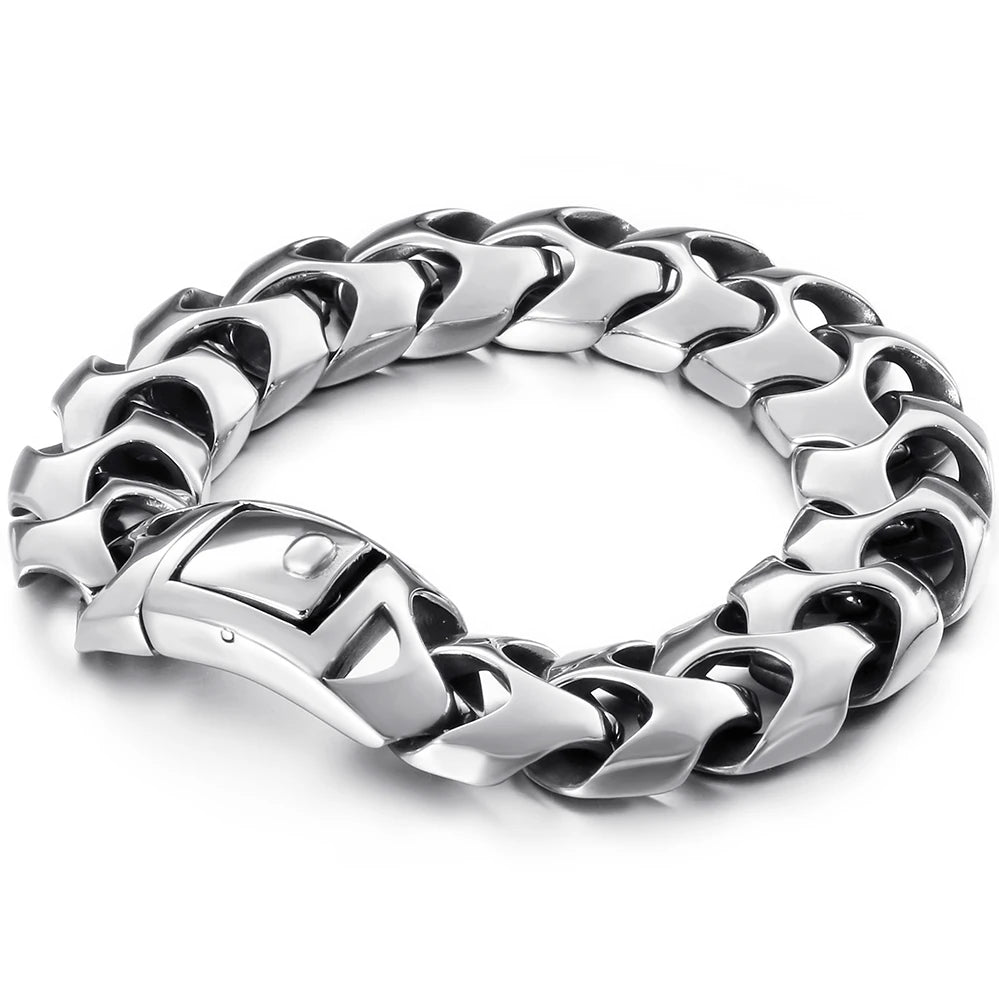 Big Size 20/22/24CM Long Heavy Stainless Steel Man Bracelet Men's Link Chain Bracelets Metal Bangles Massive On Hand