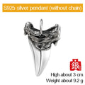 Shark tooth S925 Silver necklace for men silver pendant Jewelry hippop street culture mygrillz