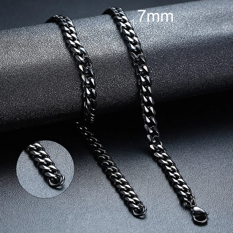 Vnox 18-70cm Curb Chain Necklaces 3-11mm Men's Miami Cuban Link Classic Punk Heavy Metal Stainless Steel Long Women