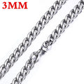 HNSP 316L Stainless Steel Curb Cuban Flat Link Chain Waterproof Necklace For Men Jewelry Minimalist Punk Style Accessories