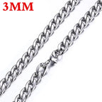 HNSP 316L Stainless Steel Curb Cuban Flat Link Chain Waterproof Necklace For Men Jewelry Minimalist Punk Style Accessories