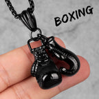 Fitness Gym Bodybuilding Boxing Gloves Stainless Steel Men Necklaces Pendants Chain for Boyfriend Male Jewelry Gift