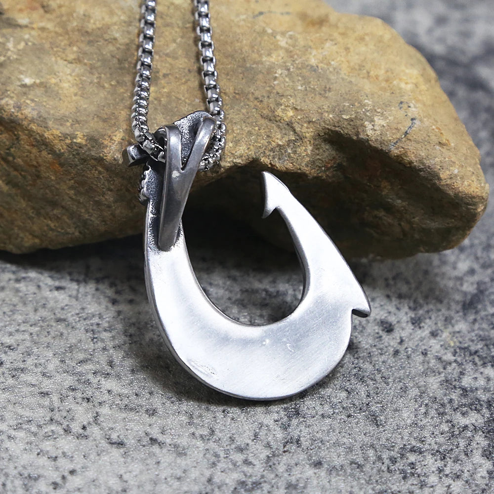 Viking Anchor Hook Pendant — Stainless Steel