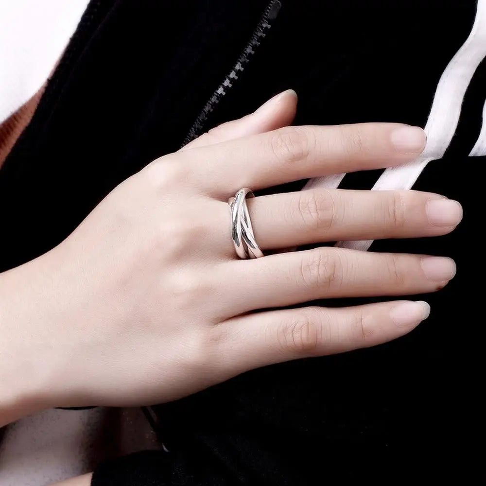 925 Sterling Silver Three Round Rings For Woman Luxury Fine Jewelry Accessories Wholesale  Everything