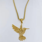 Hummingbird Gold Pendant Necklace — Stainless Steel