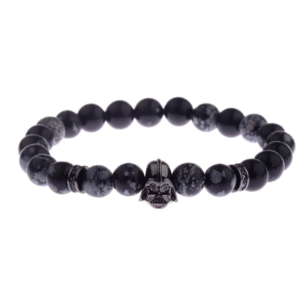 Charm Mens CZ Beaded Bracelets 8mm Bright Black Lava Stone Bracelets Homme Black Matte Bracelets For Women Dropshipping