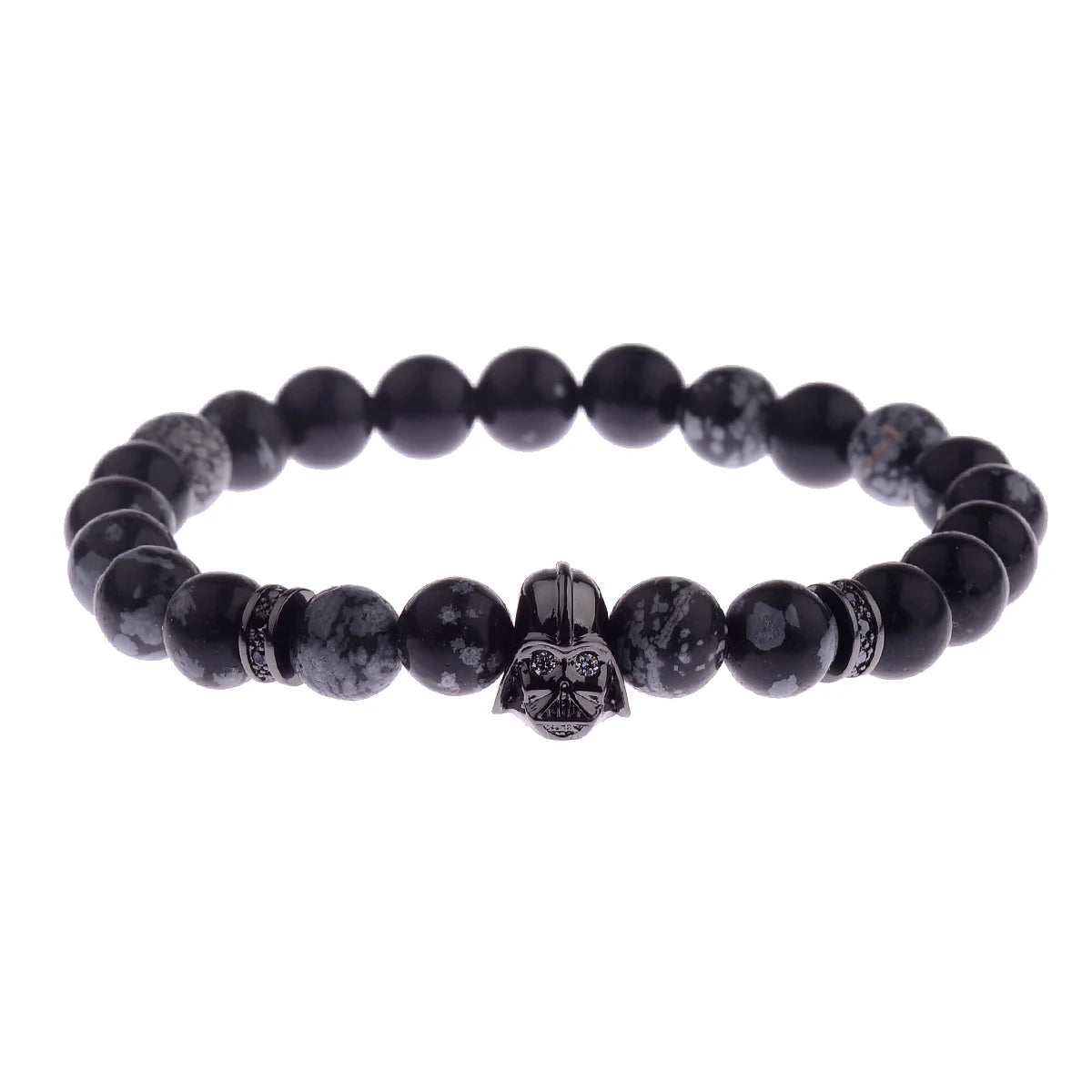 Charm Mens CZ Beaded Bracelets 8mm Bright Black Lava Stone Bracelets Homme Black Matte Bracelets For Women Dropshipping