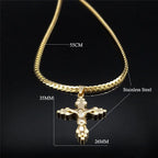 Cross Jesus Gold Pendant Small Acier Inoxydable