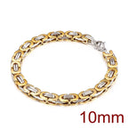 6/8/10mm Width Punk Byzantine Chain Bracelet for Men Gold Black Silver Color Stainless Steel Mens Heavy Bracelets Jewelry