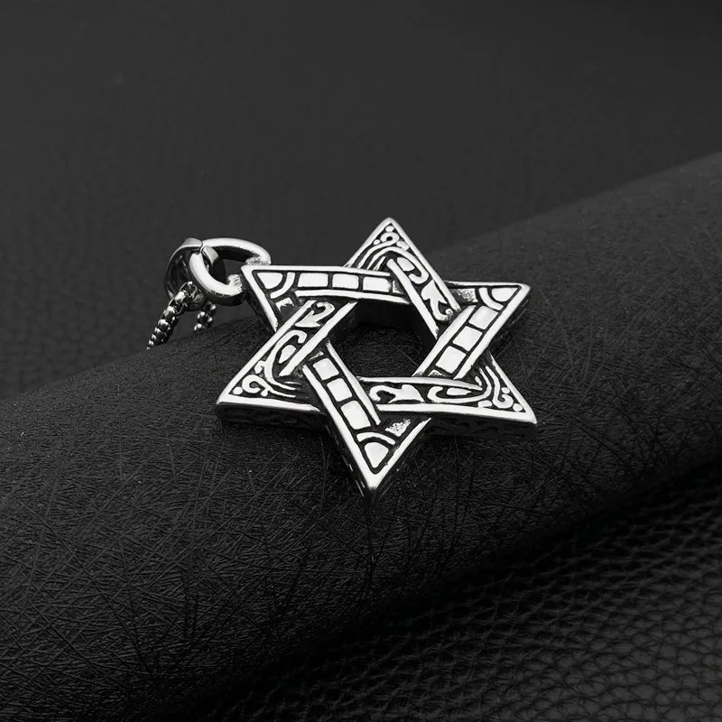 Silver Star of David Pendant Necklace — Stainless Steel