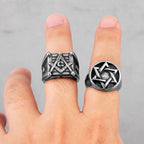 Judaism Hexagram Star of David Stainless Steel Mens Rings Religion for Male Boyfriend Biker Jewelry Creativity Gift