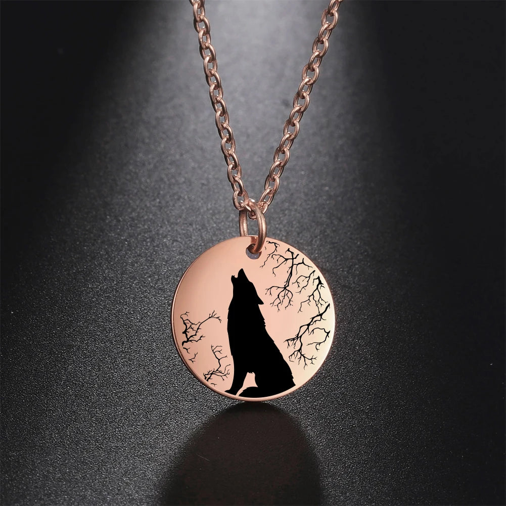 Wolf Moon Pendant Necklace — Silver