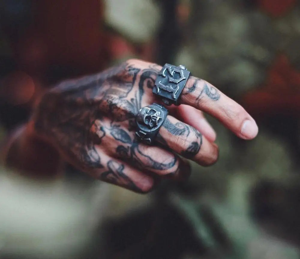 Punk Retro Engraved Number Ring — Stainless Steel