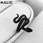 Rattlesnake Ring Vintage Silver Plated Snake Ring Motorcycle Party Punk Domineering Ring Women Men Ring Cool Hip Hop