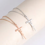 Skyrim Jesus Cross Pendant Necklace for Women Men Stainless Steel Neck Chains Religious Christian Savior Faith Jewelry Gifts