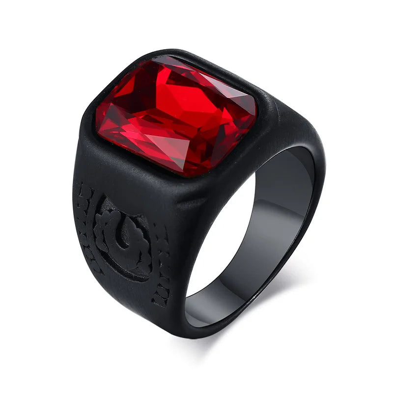 Vnox Stylish Signet Rings for Men, Male Pinky Ring with Black Square CZ Stone,Gold Color Stainless Steel Metal Jewelry