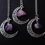 Goth Crescent Moon Necklace Dark Red Pendant Wiccan Witch Statement Mystical Charm Amulet Halfmoon Luna Vampire Jewelry