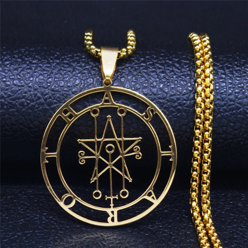 Astaroth Sigil Gold Pendant Necklace — Stainless Steel