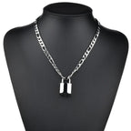 Two-Tone Lock Pendant Double Layer Chain Necklace
